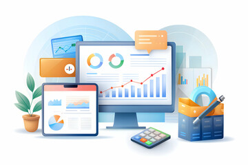 Photo Realistic as Tax planning software and financial chart concept as Tax planning software paired with a financial chart representing digital tools for strategic tax planning ideal for clean and is