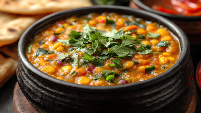 Delicious dal tadka isolated on white background