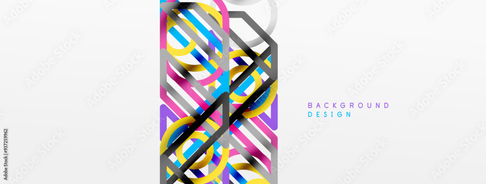 Poster Abstract background - colorful circle lines technology or business digital template