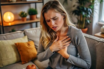 Obraz premium Woman Feeling Chest Pain.
