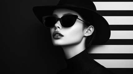 Woman in Hat and Sunglasses.