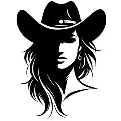 Female cowboy portrait silhouette