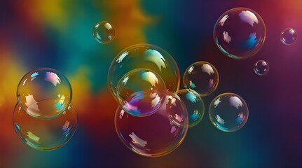 Naklejka premium Beautiful floating soap bubbles on natural abstract.generative.ai 