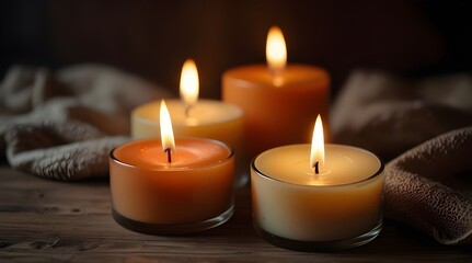 Beautiful cozy background picture of burning candles.generative.ai 