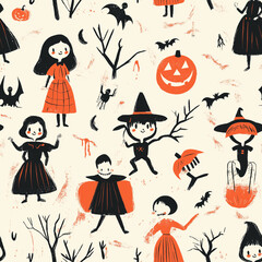 Seamless Pattern 'HALLOWEEN VINTAGE'