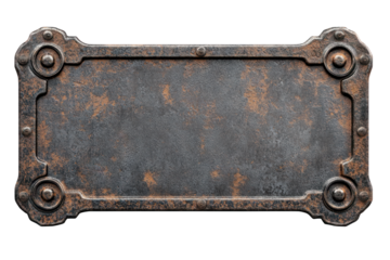 Antique Metal Plaque on Transparent Background