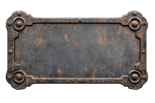 Antique Metal Plaque on Transparent Background