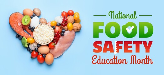 Banner for National Food Safety Education Month with healthy products