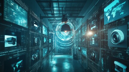 Fototapeta premium Digital Surveillance Corridor.