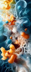Abstract Liquid Art with Blue and Orange Hues.
