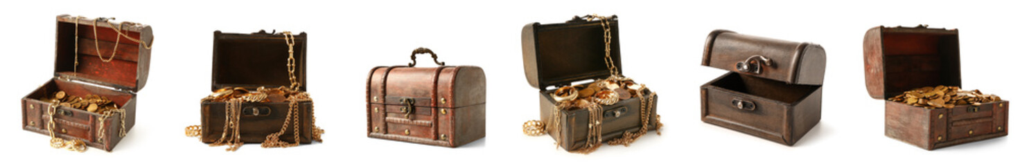 Set of pirate treasures on white background © Pixel-Shot