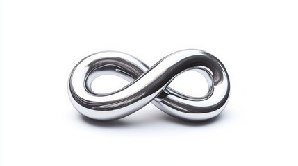 Fototapeta premium Silver Infinity Loop , Isolated On White Background, Perfect For Eternal-Themed Designs And Continuity Graphics . Generative ai