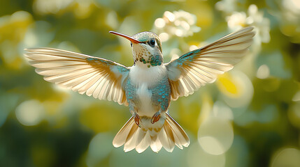 Naklejka premium Hummingbird animal flying white background