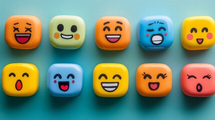 Emojis on Blue.