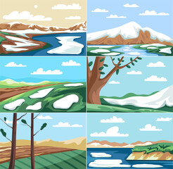 Spring Thaw Landscape Illustration Collection