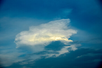 Vibrant color panoramic sun rise and sun set sky with cloud on a cloudy day.