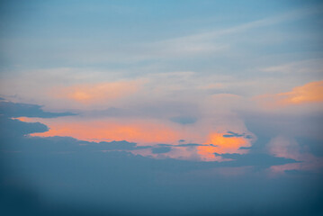 Vibrant color panoramic sun rise and sun set sky with cloud on a cloudy day.