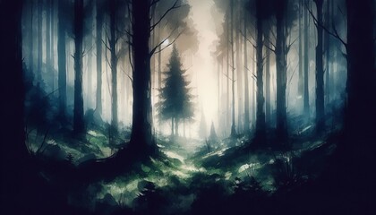 Fototapeta premium Enigmatic Forest Shadows