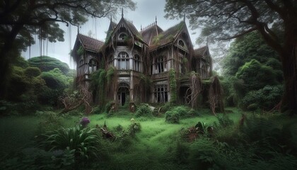 Obraz premium Haunted Manor in the Moonlight