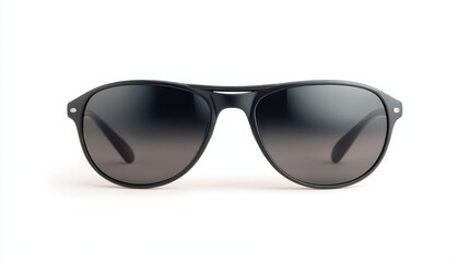 A pair of sunglasses with a black frame and a grey lens