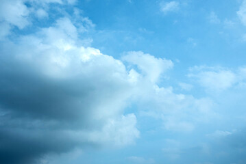 Summer blue sky cloud gradient light white background. Beauty clear cloudy in sunshine calm bright winter air bacground. Gloomy vivid cyan landscape in environment day horizon skyline view spring wind