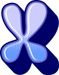 Y2K Liquid Retro Style Letter Alphabet Vector Element