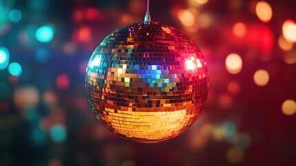 Obraz premium Colorful disco mirror ball nightclub