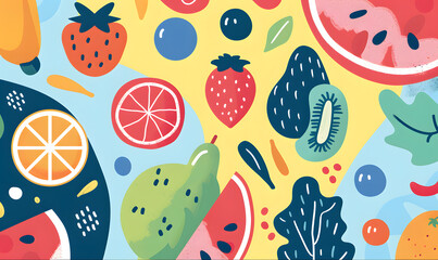 fruits and vegetable herbal concept  for background or 2d illustrator cartoon.