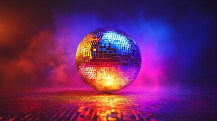 Obraz premium Colorful disco mirror ball nightclub