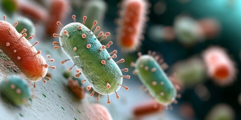 Fototapeta premium colorful bacteria and microorganisms floating in the background