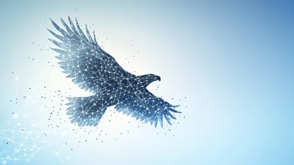 Abstract avian construct banner with interconnected nodes on tech background