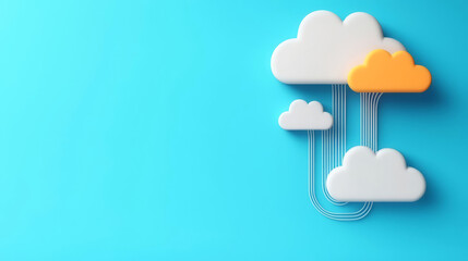 Technology ecosystem, cloud-linked networks, 3D illustration