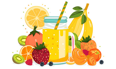 fruits and vegetable herbal concept  for background or 2d illustrator cartoon.