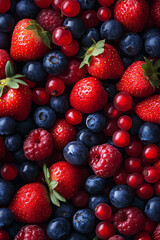 Cherry, blueberry, strawberry. Fresh summer juicy berry.