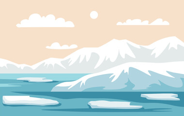 Arctic Landscape with Icebergs vector