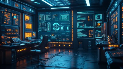 Obraz premium Futuristic Control Room.