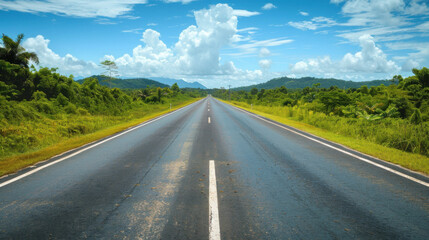 highway road, daylight, realistic style, shot on nikon