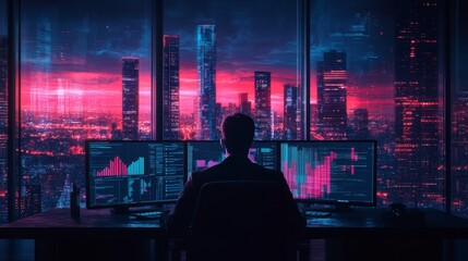 Hacker Night City View.