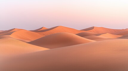 Desert Sand Dunes Landscape with Ripples at Sunset