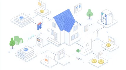 Fototapeta premium Home Automation System with Connected Devices Smart Home Technology Illustration