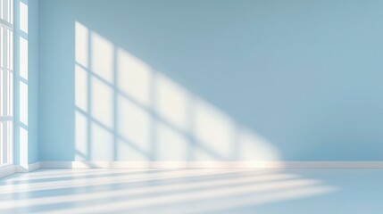Obraz premium Empty Room with Light Blue Walls and Window Light