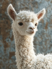 Obraz premium Charming portrait of a fluffy alpaca, perfect for children's literature or nature-themed events.