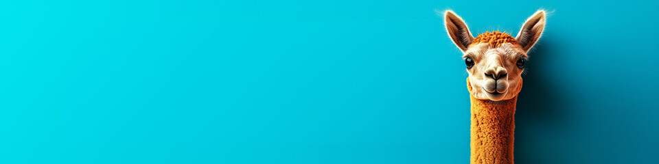 Obraz premium A vibrant portrait of a friendly alpaca, perfect for social media, greeting cards, or children's events.