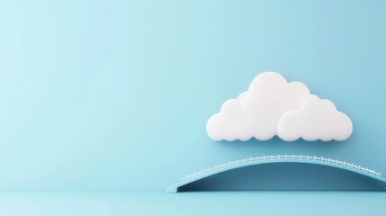 Cloud bridges, linking technology elements, 3D illustration