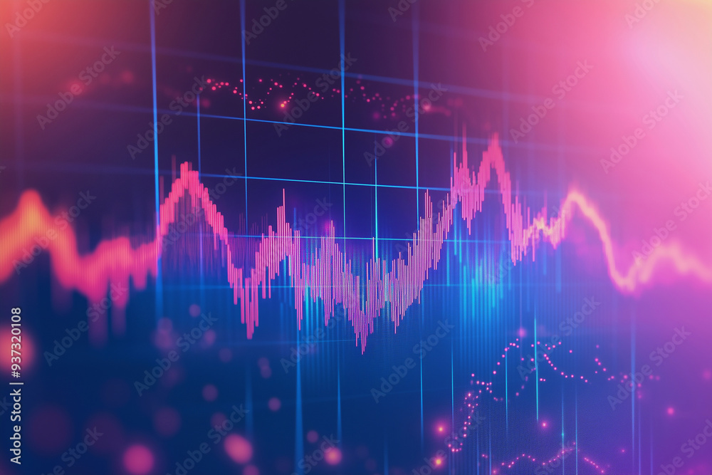 Poster blue and red graph with numbers and lines