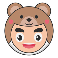 Cute Bear Animal Head Avatar Icon Illustration