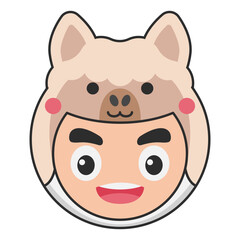 Cute Alpaca Animal Head Avatar Icon Illustration