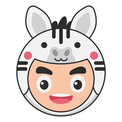 Cute Zebras Animal Head Avatar Icon Illustration