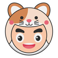 Cute Cat Animal Head Avatar Icon Illustration