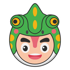 Cute Chameleon Animal Head Avatar Icon Illustration